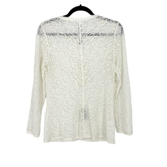 Raquel Allegra Top Womens Size Large Bias Long Sleeve Silk Lace Ivory NWT - Picture 4 of 8